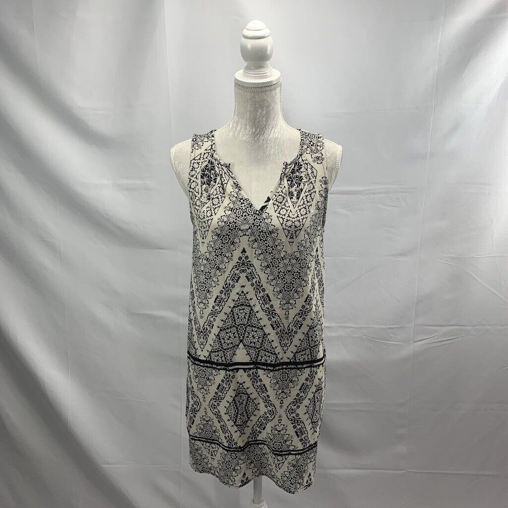 One Clothing Cream & Black Sleeveless Printed Shift Dress One Clothing S